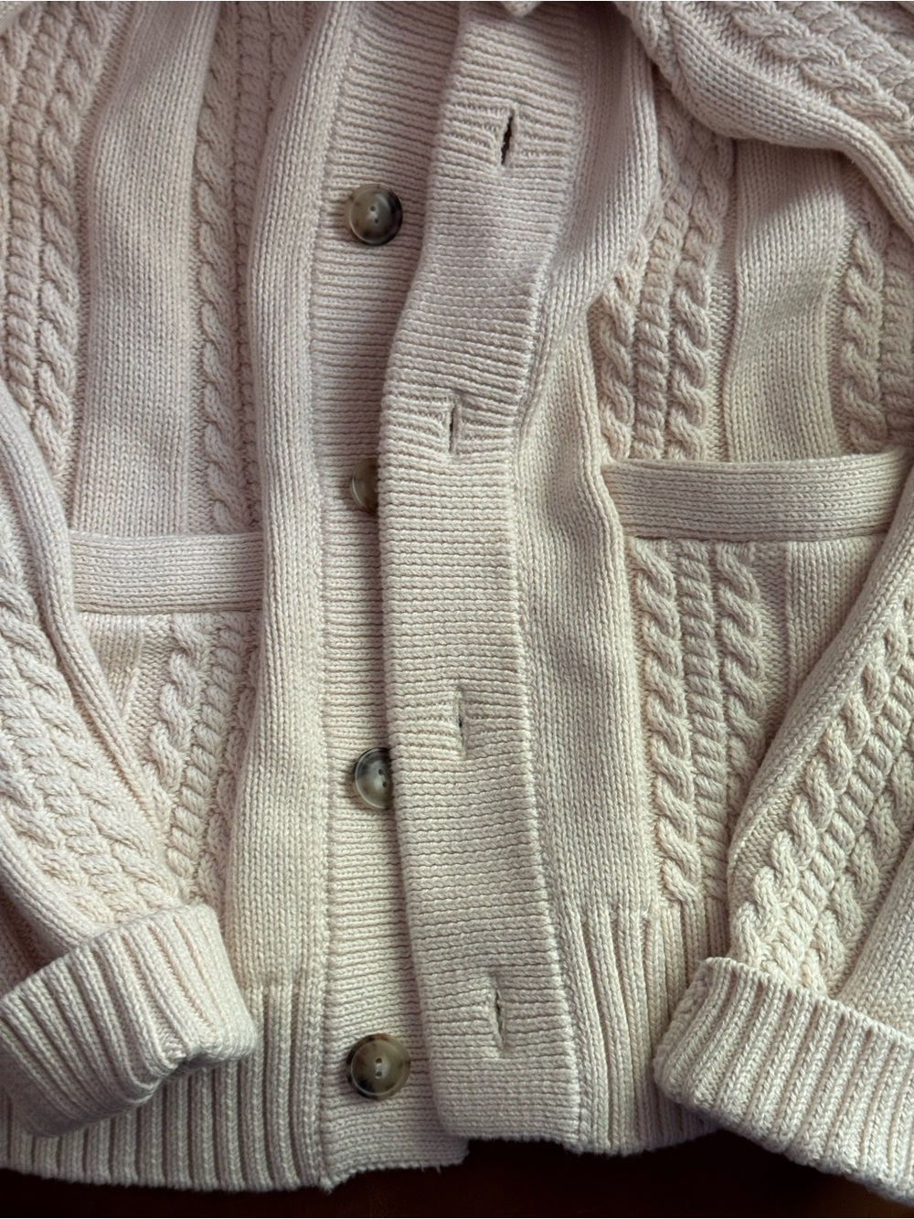 J. Crew Cream Cable-Knit Shawl Collar Cardigan - Picture 2 of 4